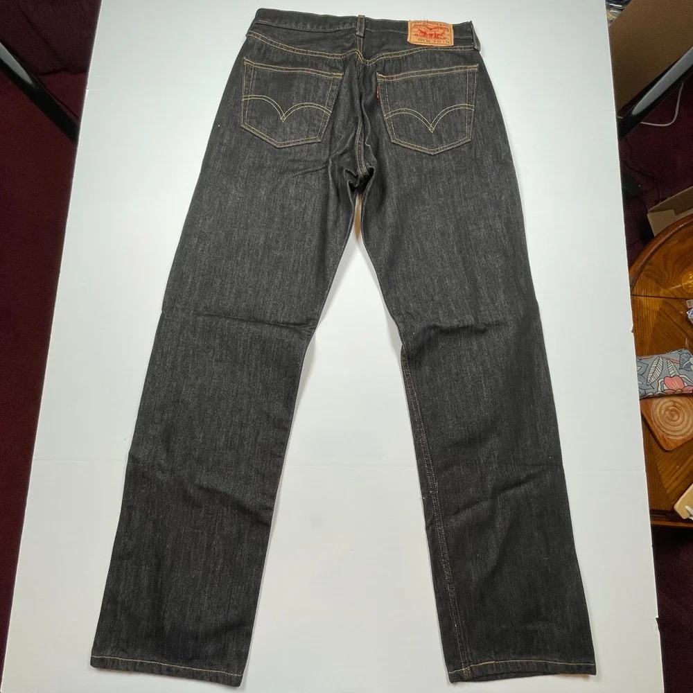Levis 501XX Mens Dark Wash Indigo Straight Leg Button Fly Denim Jeans 33x34